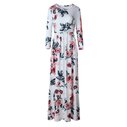 Women Summer Floral Print Maxi  2025 Loose White Boho Beach Dress Women Vintage Evening Party Long Dress Vestidos Female Robe