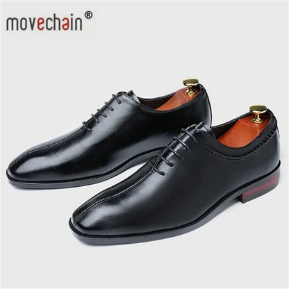 Men Leather Dress Business Office Derby Shoes Mens Wedding Party Oxfords Shoes Men's Fashion Square Toe Lace-Up Flats