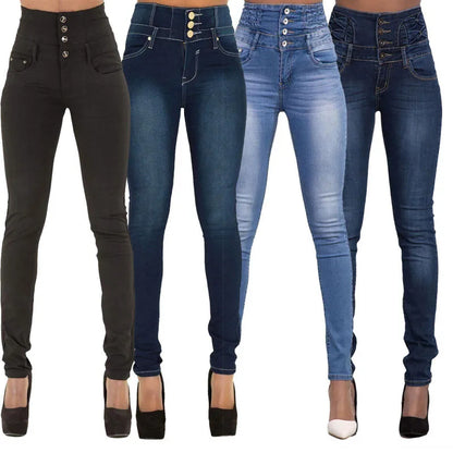 Calça Jeans Preta Feminina Push Up Lápis Jeans Calça Feminina Vintage Cintura Alta Casual Elástica Skinny Mom Jeans Slim Feminina