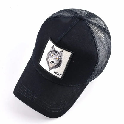 Trucker Cap Men's Breathable Mesh Baseball Caps For Women Outdoor Casual Baseball Hat With Wolf Embroidery Patch