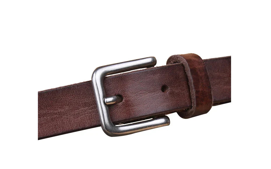 Thin Belts for Women Unisex Genuine Leather Belt Female Metal Pin Buckle Belt