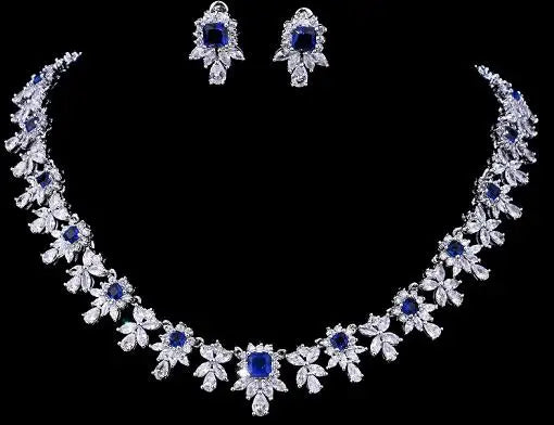Women AAA Zircon Little Square Clear CZ Bridal Set for Luxury Wedding Choker Necklace Jewelry Sets