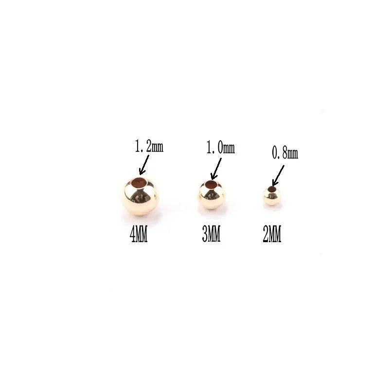 100pcs 14K Gold Filled Spacer Beads 2mm 3mm 4mm Round Loose Bead for Bracelets Necklace DIY Jewelry Making Accessories Wholesale
