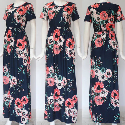 Women Summer Floral Print Maxi  2025 Loose White Boho Beach Dress Women Vintage Evening Party Long Dress Vestidos Female Robe