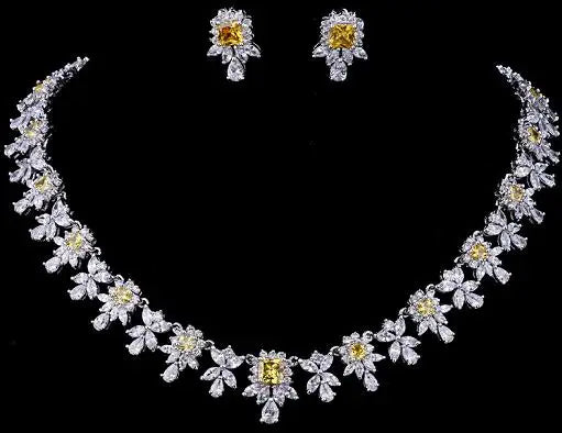 Women AAA Zircon Little Square Clear CZ Bridal Set for Luxury Wedding Choker Necklace Jewelry Sets
