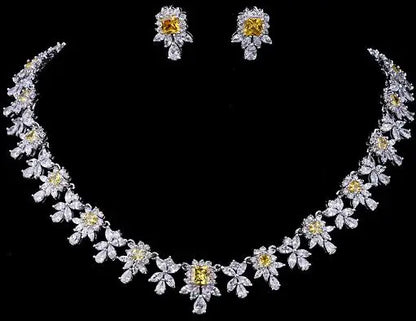 Women AAA Zircon Little Square Clear CZ Bridal Set for Luxury Wedding Choker Necklace Jewelry Sets