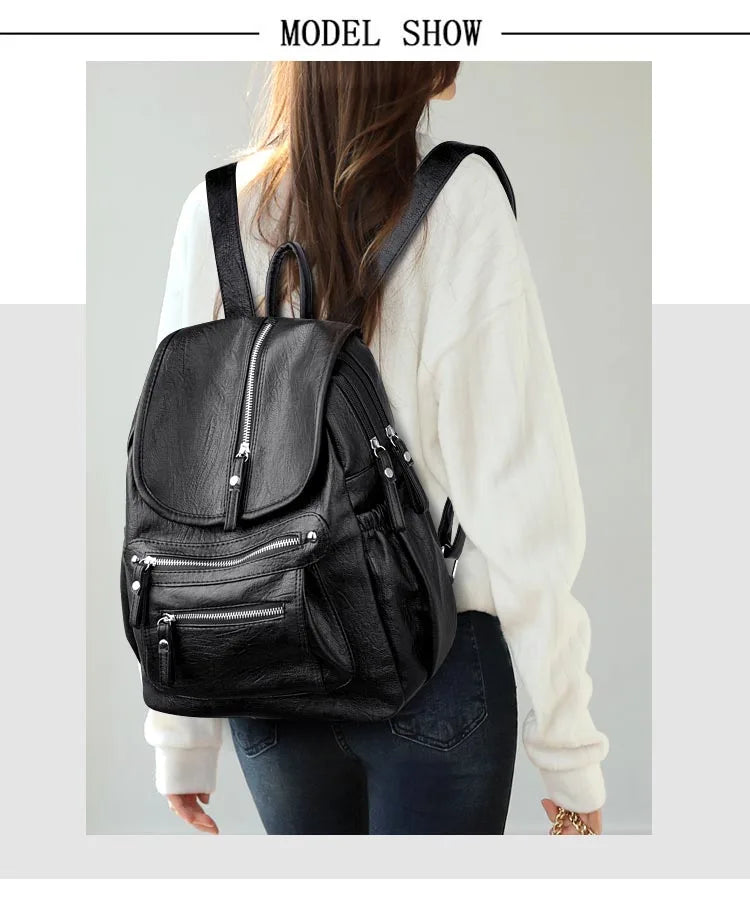 Women High Quality Leather Backpacks Vintage Female Shoulder Bag Sac a Dos Travel Ladies Bagpack Mochilas School Bags For Girls