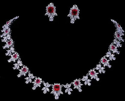 Women AAA Zircon Little Square Clear CZ Bridal Set for Luxury Wedding Choker Necklace Jewelry Sets