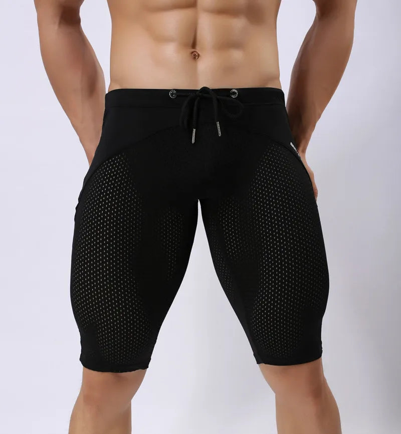 Summer Style Shorts Breathable Mesh Men Tight Beach Shorts Men Multifunction Knee Length Board Shorts Beach Wear
