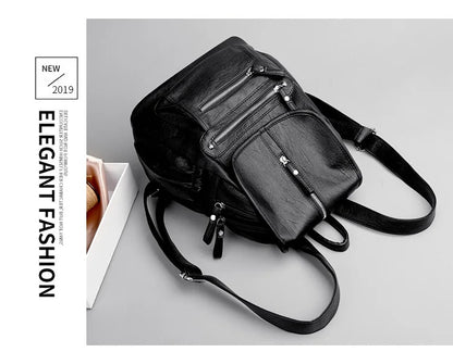 Women High Quality Leather Backpacks Vintage Female Shoulder Bag Sac a Dos Travel Ladies Bagpack Mochilas School Bags For Girls