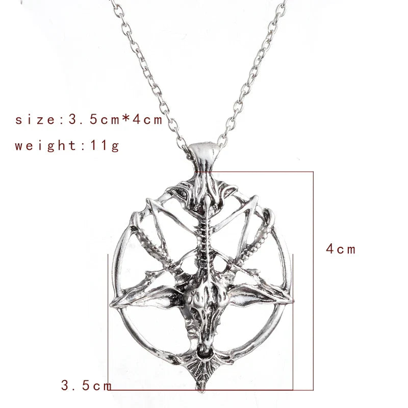 Fashion Jewelry Vintage Charm Women Men Pentagram Pan God Skull Goat Head Pendant Chain Necklaces