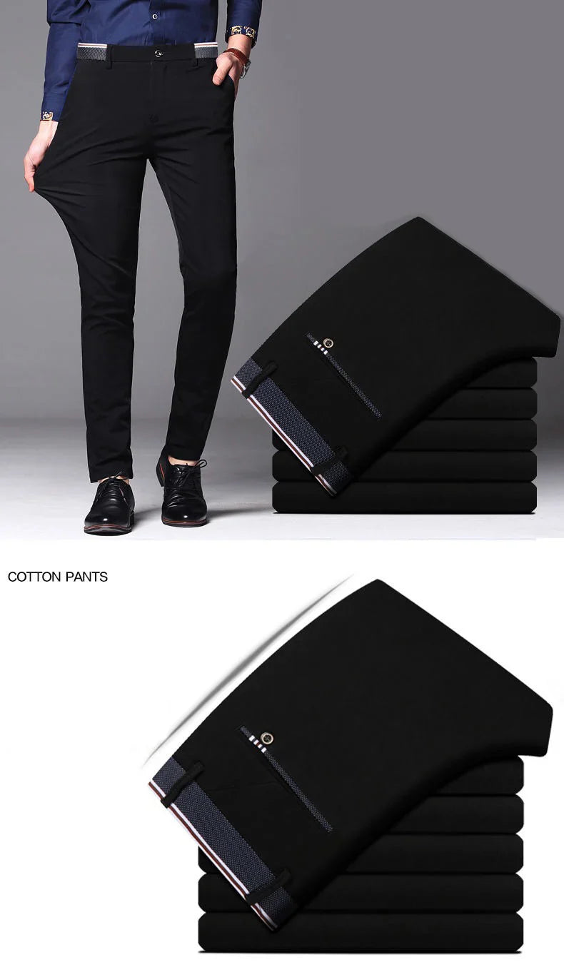 Men's Spring Autumn New Fashion Business Casual Long Pants Suit Pants Male Elastic Straight Formal Trousers Plus Big Size 28-40