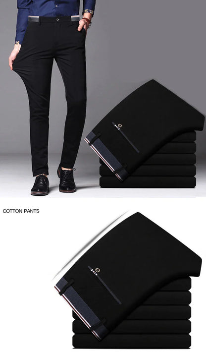 Men's Spring Autumn New Fashion Business Casual Long Pants Suit Pants Male Elastic Straight Formal Trousers Plus Big Size 28-40