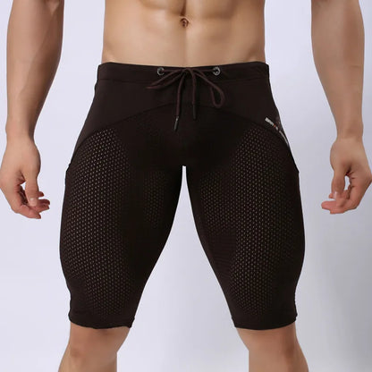 Summer Style Shorts Breathable Mesh Men Tight Beach Shorts Men Multifunction Knee Length Board Shorts Beach Wear
