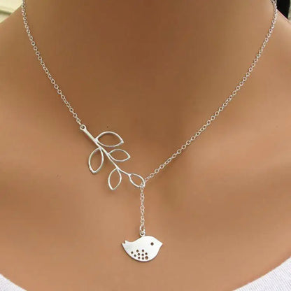 Jewelry Leaves Bird Pendant Necklace Maxi Statement Necklace Chokers Necklace