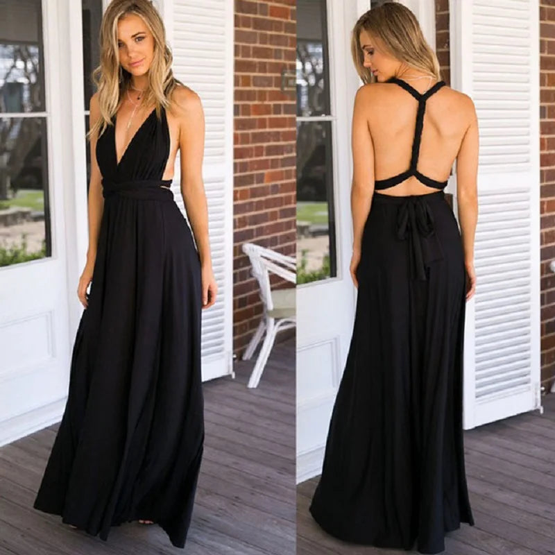 Women Multiway Wrap Convertible Boho Maxi Club Red Dress Bandage Long Dress Party Bridesmaids Infinity Robe Longue Femme