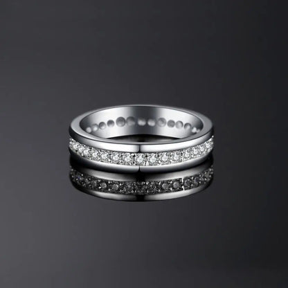 Solid 925 Sterling Silver Wedding Engagement Ring for Woman AAAAA CZ Simulated Diamond Band Ring Luxury Jewelry