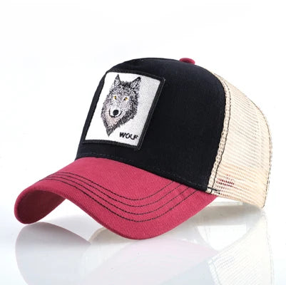 Trucker Cap Men's Breathable Mesh Baseball Caps For Women Outdoor Casual Baseball Hat With Wolf Embroidery Patch