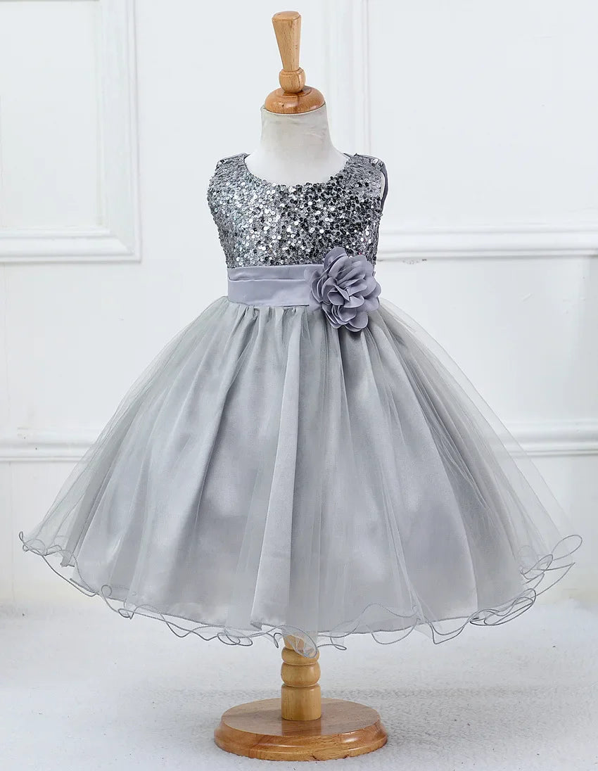 Baby Children Girl Dress NEW Kids Ceremonies Party Summer Princess Wedding Party dress sequins Sleeveless For Girls Clothes