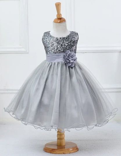 Baby Children Girl Dress NEW Kids Ceremonies Party Summer Princess Wedding Party dress sequins Sleeveless For Girls Clothes