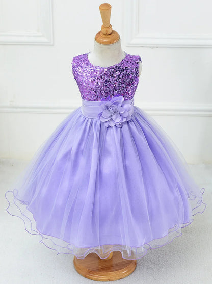 Baby Children Girl Dress NEW Kids Ceremonies Party Summer Princess Wedding Party dress sequins Sleeveless For Girls Clothes