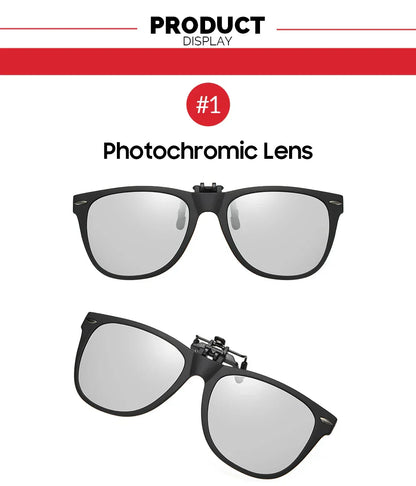 Men Photochromic Polarized Lens Flip Up Clip on Sunglasses Women Driving Sun Glasses with Clips 2026 Trending Product