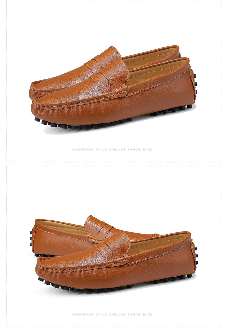 Large Size 49 Men Loafers Soft Moccasins High Quality Spring Autumn Genuine Leather Shoes Men Warm Flats Driving Shoes