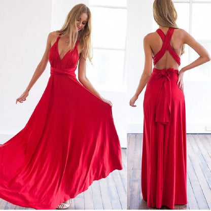 Women Multiway Wrap Convertible Boho Maxi Club Red Dress Bandage Long Dress Party Bridesmaids Infinity Robe Longue Femme