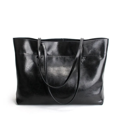 Brown Women Handbag 100% Genuine Leather Female Shoulder Purse Ladies Black Tote Bag Large Capacity Shopping Bags