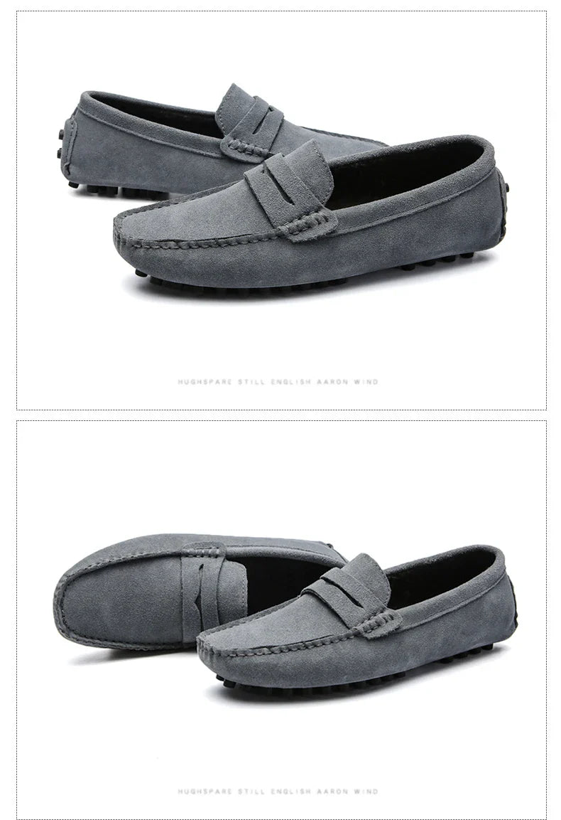 Large Size 49 Men Loafers Soft Moccasins High Quality Spring Autumn Genuine Leather Shoes Men Warm Flats Driving Shoes