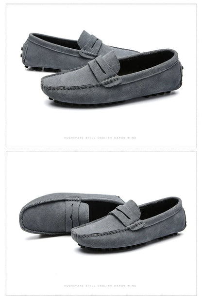 Large Size 49 Men Loafers Soft Moccasins High Quality Spring Autumn Genuine Leather Shoes Men Warm Flats Driving Shoes