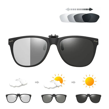 Men Photochromic Polarized Lens Flip Up Clip on Sunglasses Women Driving Sun Glasses with Clips 2026 Trending Product