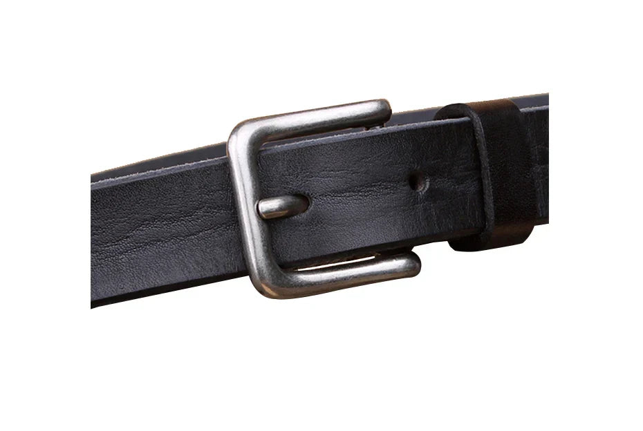Thin Belts for Women Unisex Genuine Leather Belt Female Metal Pin Buckle Belt