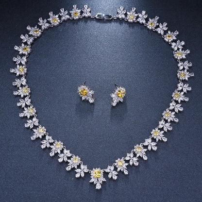 Women AAA Zircon Little Square Clear CZ Bridal Set for Luxury Wedding Choker Necklace Jewelry Sets