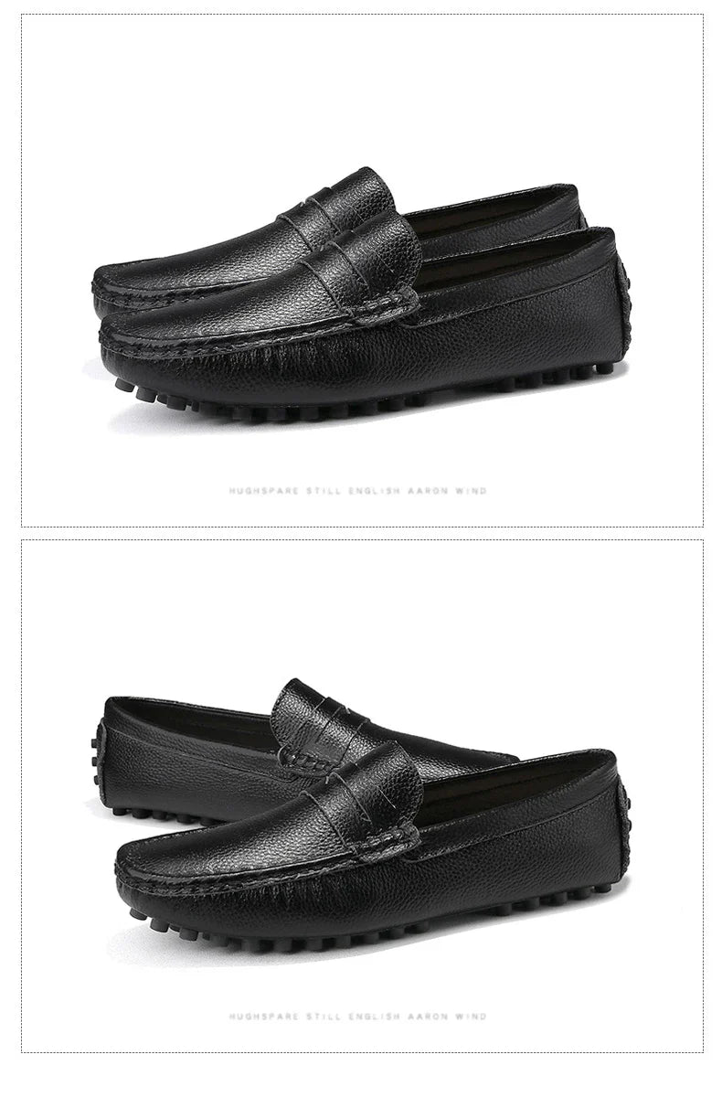 Large Size 49 Men Loafers Soft Moccasins High Quality Spring Autumn Genuine Leather Shoes Men Warm Flats Driving Shoes