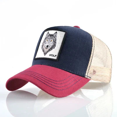 Trucker Cap Men's Breathable Mesh Baseball Caps For Women Outdoor Casual Baseball Hat With Wolf Embroidery Patch