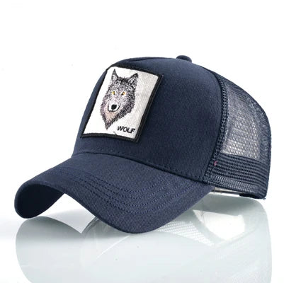 Trucker Cap Men's Breathable Mesh Baseball Caps For Women Outdoor Casual Baseball Hat With Wolf Embroidery Patch