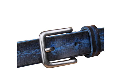 Thin Belts for Women Unisex Genuine Leather Belt Female Metal Pin Buckle Belt
