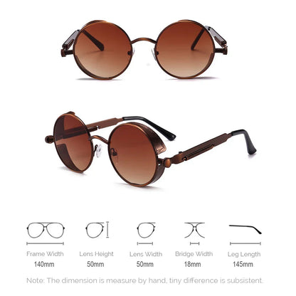 Vintage Steampunk Red Sunglasses Men Round Punk Alloy Metal Retro Sun Glasses Women 2026 Goggles Gothic Style Shades