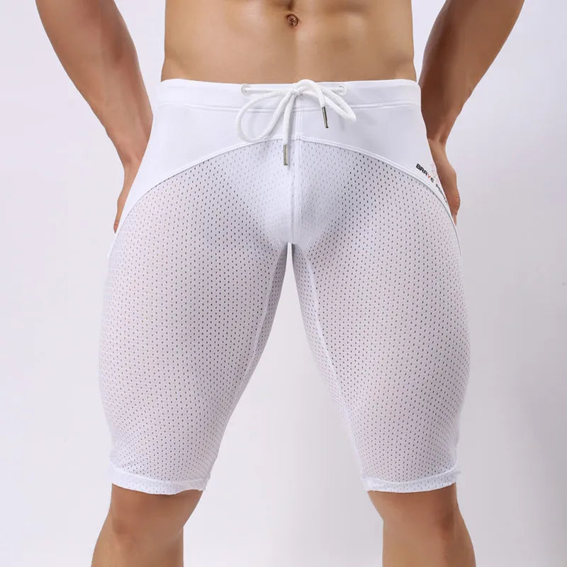 Summer Style Shorts Breathable Mesh Men Tight Beach Shorts Men Multifunction Knee Length Board Shorts Beach Wear