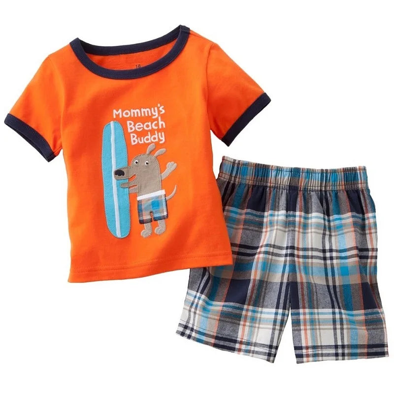 Green Crocodile Baby Boy Clothes Set Bike Children Tee Shirts Pants Suits Kids Outfit 100% Cotton Tops Panties 2 3 4 5 6 7 Years
