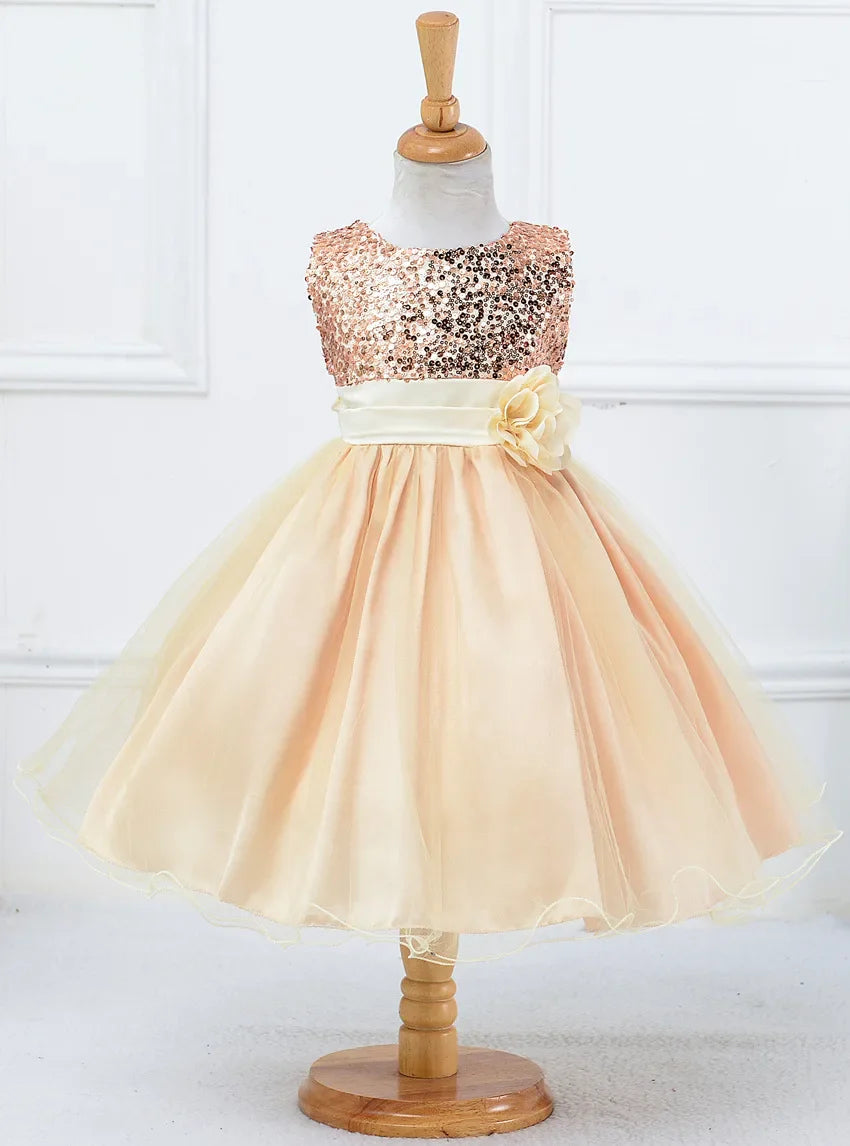 Baby Children Girl Dress NEW Kids Ceremonies Party Summer Princess Wedding Party dress sequins Sleeveless For Girls Clothes