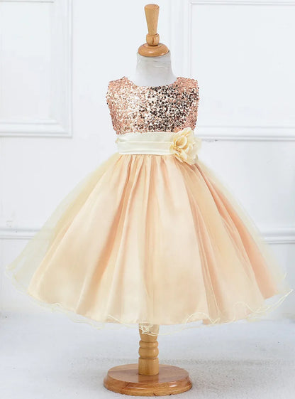 Baby Children Girl Dress NEW Kids Ceremonies Party Summer Princess Wedding Party dress sequins Sleeveless For Girls Clothes
