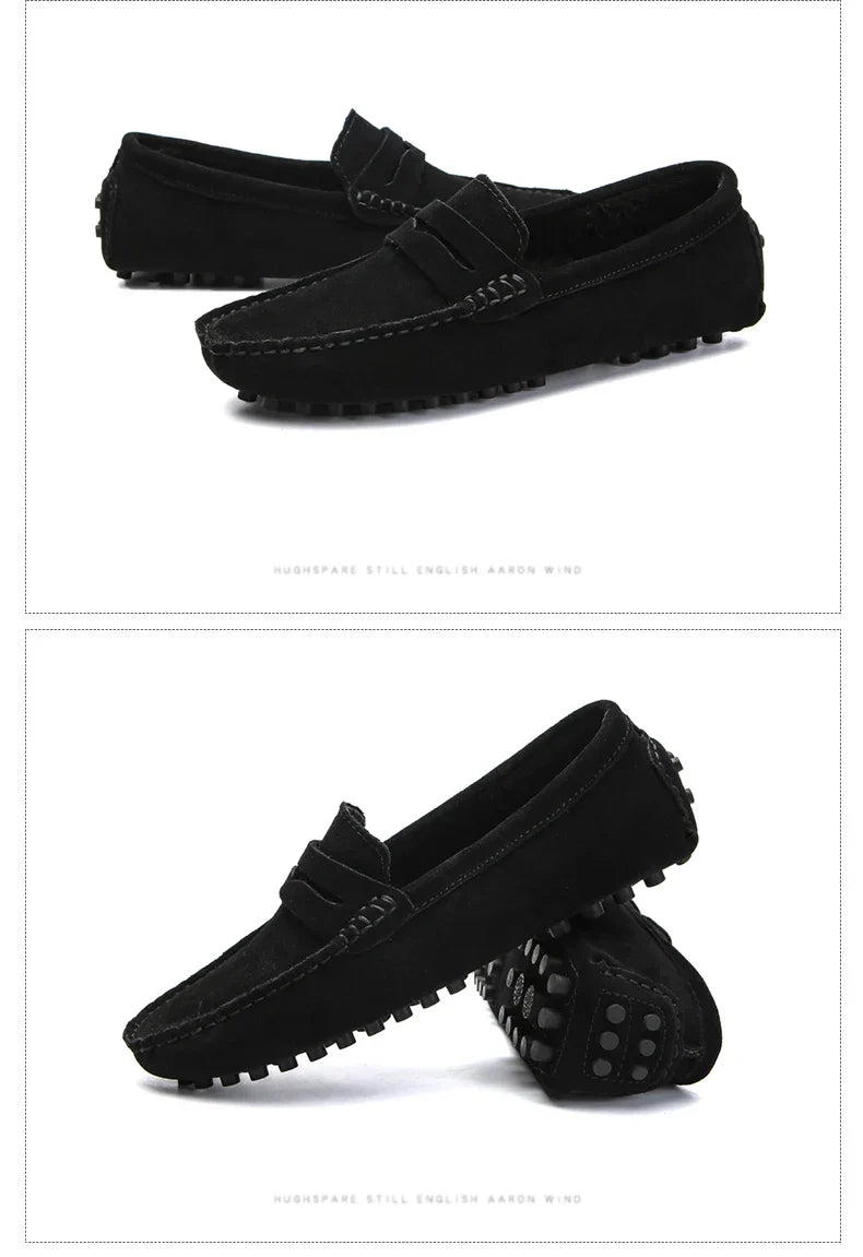 Large Size 49 Men Loafers Soft Moccasins High Quality Spring Autumn Genuine Leather Shoes Men Warm Flats Driving Shoes