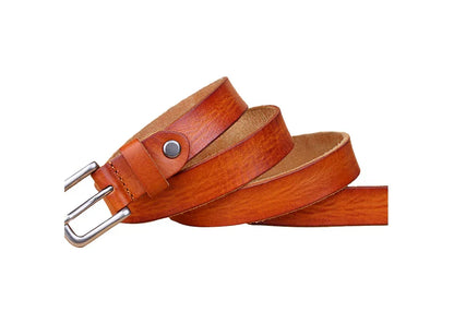 Thin Belts for Women Unisex Genuine Leather Belt Female Metal Pin Buckle Belt
