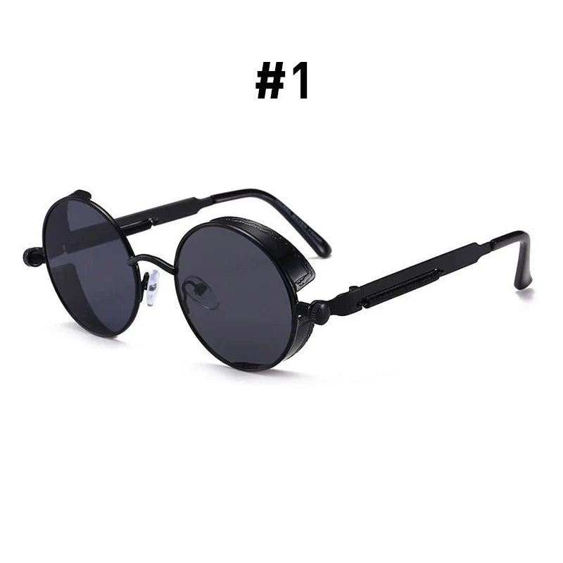 Vintage Steampunk Red Sunglasses Men Round Punk Alloy Metal Retro Sun Glasses Women 2026 Goggles Gothic Style Shades