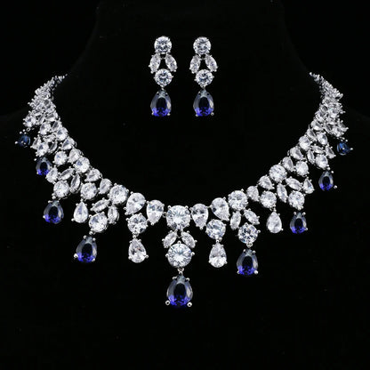 Jewelry Set For Woman Long Necklace Pendant Crystal Earrings Wedding Beads Fashion Jewelry Gift
