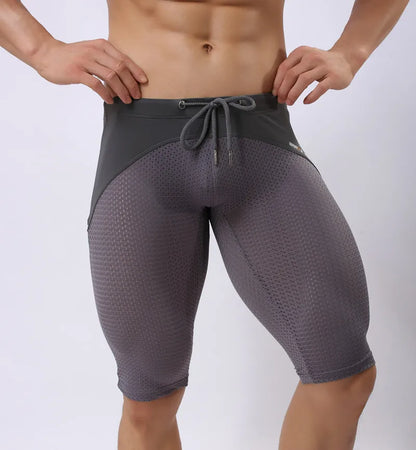 Summer Style Shorts Breathable Mesh Men Tight Beach Shorts Men Multifunction Knee Length Board Shorts Beach Wear