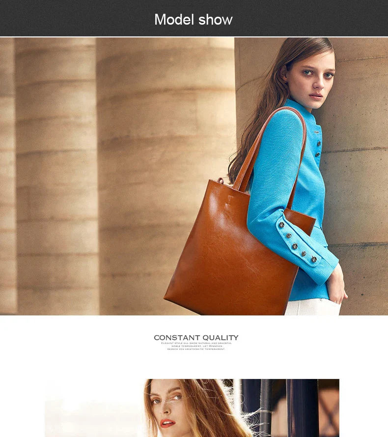 Cow Leather Bag Ladies Genuine Leather Handbags Big Women Bag Large Vintage Female 2023 Office Hand Shoulder Bags For Women Tote