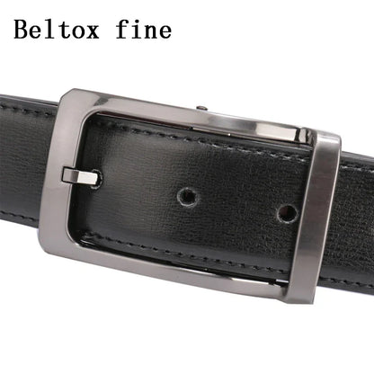 1Pcs Men's Genuine Leather Reversible Belt Rotated Buckle Two In One Big And Tall